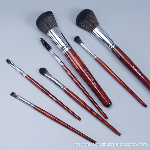 Wooden handle 7Pcs red makeup brush set makeup brushes